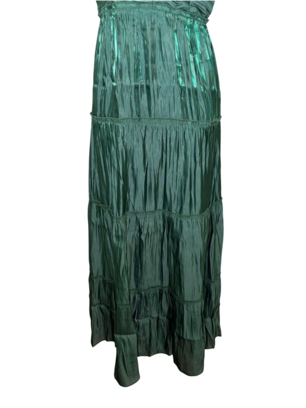 O.P.T. East Dress M Emerald Green Satin Tiered Halter Maxi NWT - Picture 4 of 7